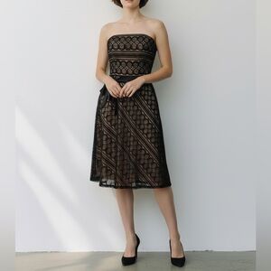 ANN TAYLOR LOFT Womens Black Evening Party Dance cocktail Lace Dress Size 2 XS